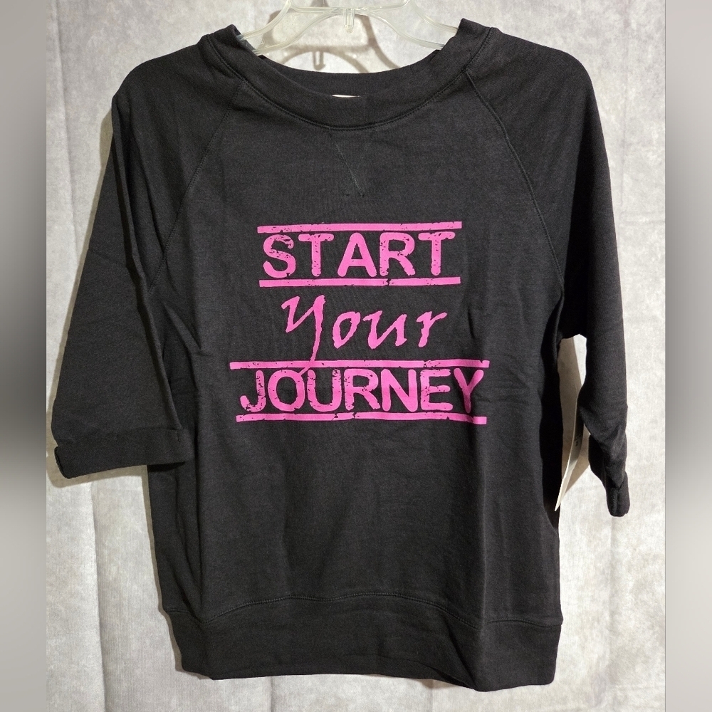 Pink Lotus‎ Sweatshirt Black/Pink Wms Small Start Your Journey NWT